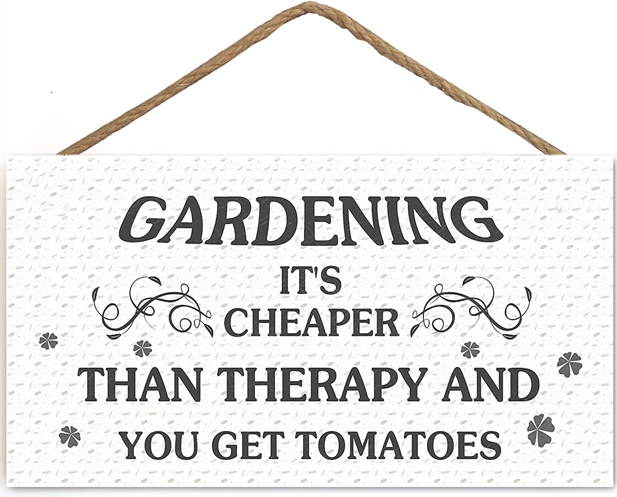 TOMATO FANQIEFunny Garden Sign- Gardening It's Cheaper Than Therapy and You Get Tomatos, Unique Gift for Gardeners 5 X 10 inch (US-G039)