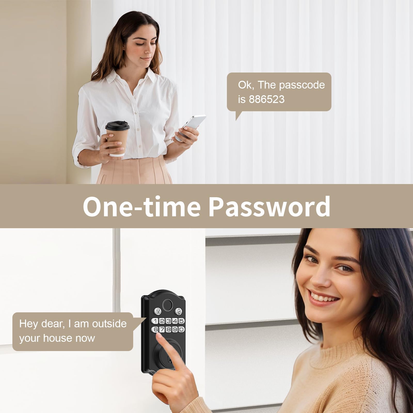 Keyless Entry Door Lock - Fingerprint Door Locks with App Control - Smart Deadbolt for Front Doors - Biometric Security, Auto-Lock&One-Touch-Lock, IP54 Waterproof, Easy Install