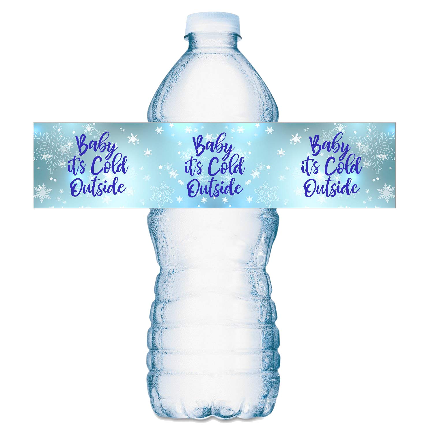 25 Baby Its Cold Outside Baby Water Bottle Labels; Baby Shower Set of 25 Waterproof Water Bottle Stickers Wrappers, Decorations; Its a Boy Blue. Made in USA