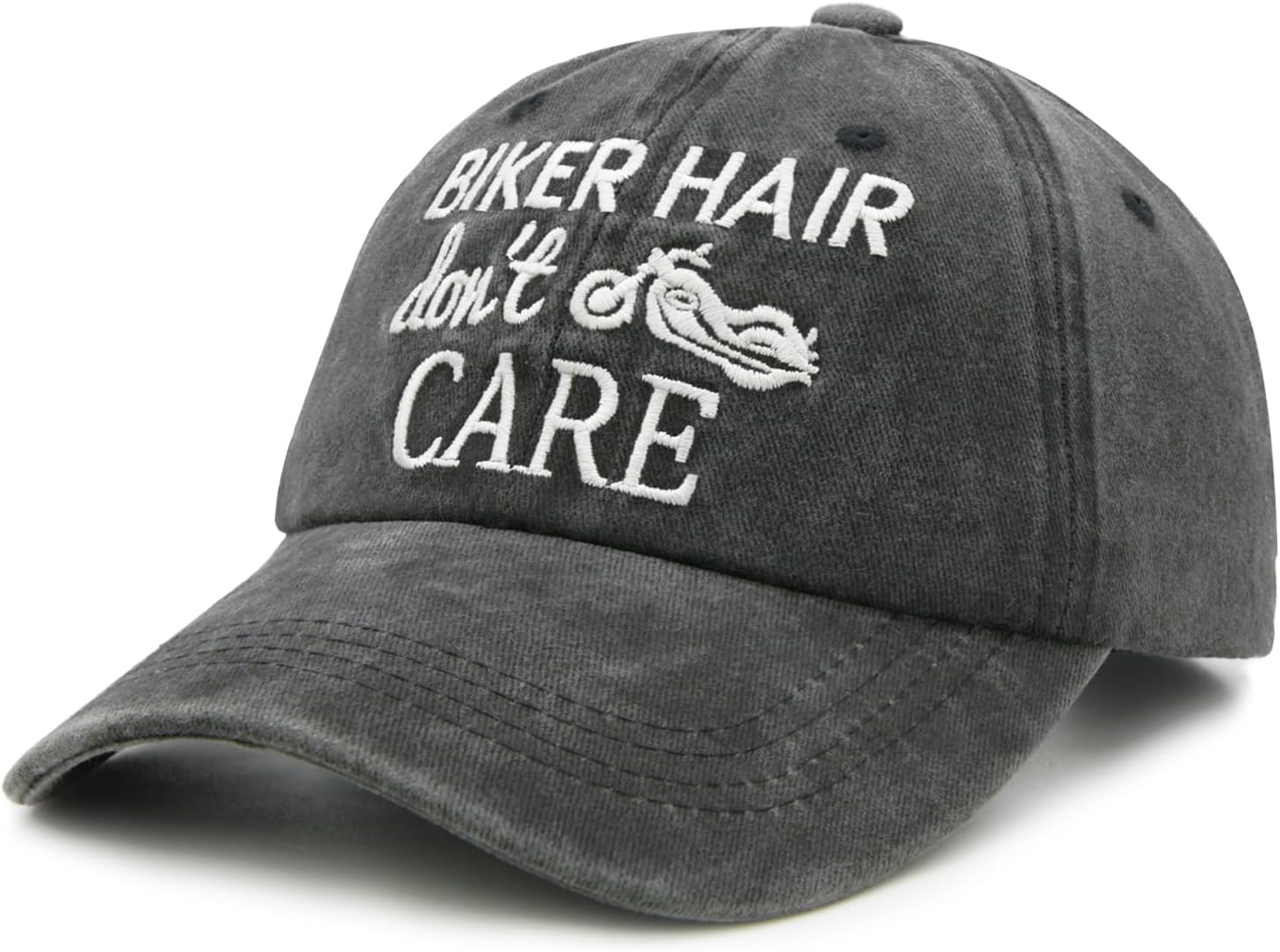 Waldeal Biker Hair Don't Care Hat for Women, Denim Washed Adjustable Baseball Cap - Image 2