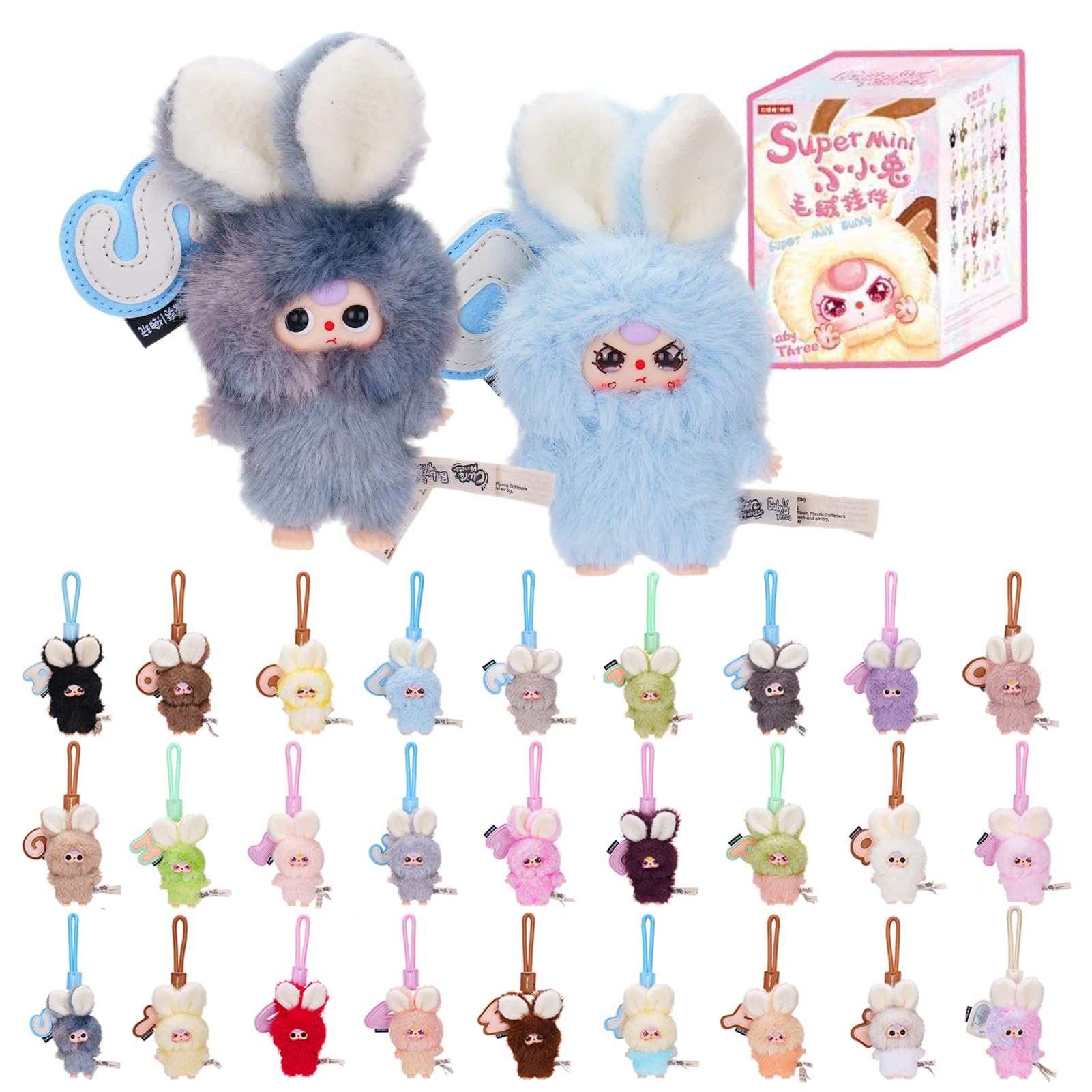 TOP TOY x Baby Three "Super Mini Rabbit" Plush Pendant Series (1 Piece), Gacha Blind, Box Figure, Plastic Model, Premium Toy Vinyl Toy, Birthday Gift, Original Character Christmas Gift Collector : Toy