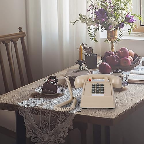 Miniatura 7 de Sangyn Teléfono fijo retro clásico 2500 teléfono de escritorio analógico con indicador timbre mecánico Teléfono con cable vintage Teléfono antiguo