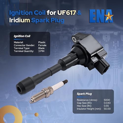 Miniatura 2 de ENA Juego de 6 bobinas de encendido y bujías de iridio 3.7 5.6 compatibles con INFINITI Nissan 370Z FX37 G37 M37 Q40 Q50 Q60 Q70 QX70 3.7L 5.6L V6