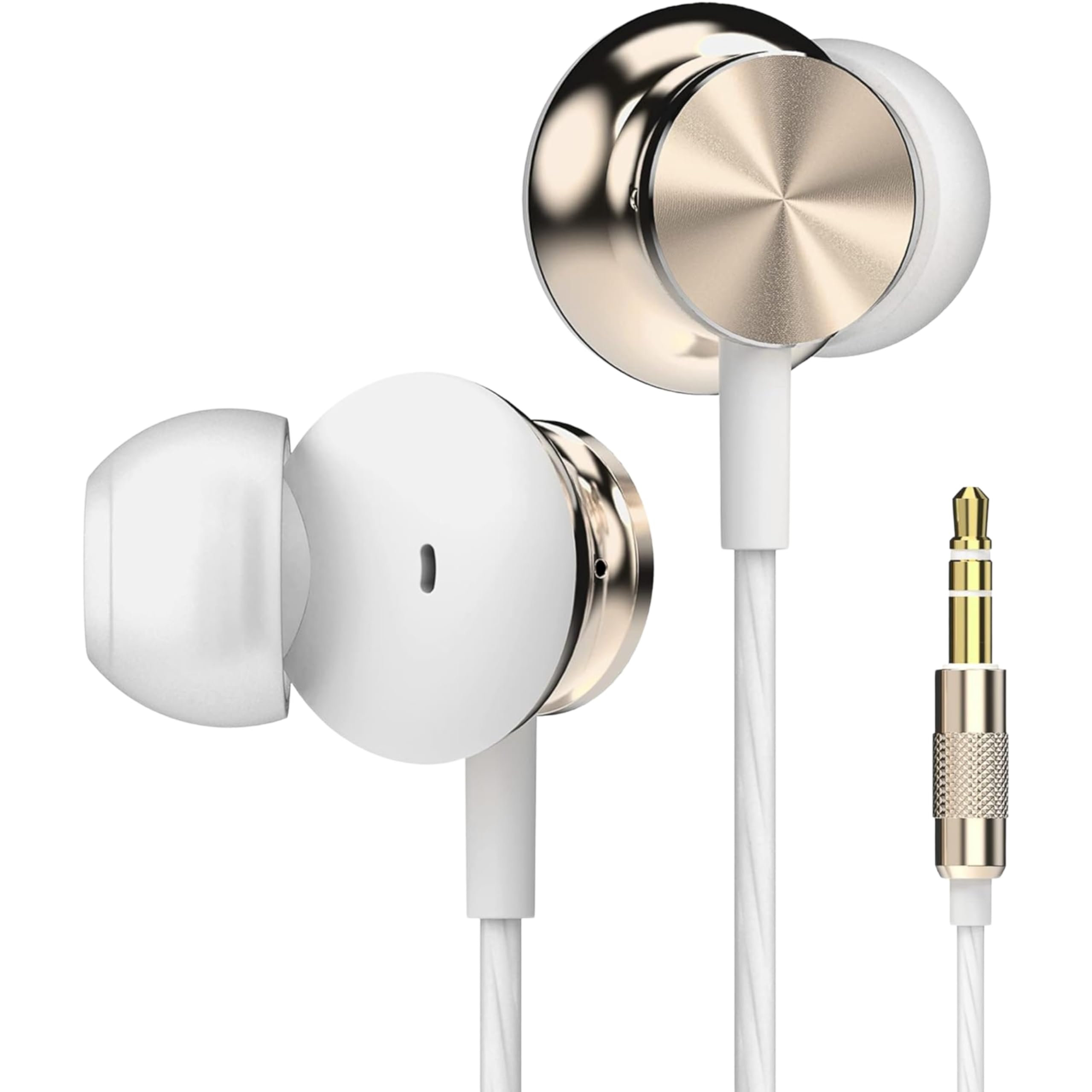 BetronBS10 Earphones Wired in Ear Earbud Headphones with 12mm Bass Driver Noise Isolating Ear Buds 3.5mm Jack Tangle-Free Cord, Gold