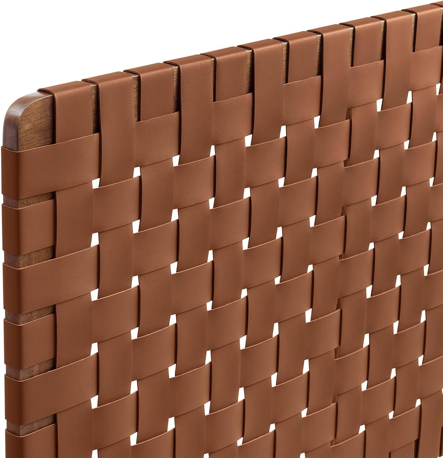 Modway Sparta Vegan Leather Weave Twin Headboard in Walnut Brown Faux Leather Twin Headboard Only, Height Adjustable Headboard, Freestanding Headboard for Children's Bedroom or College Dorm