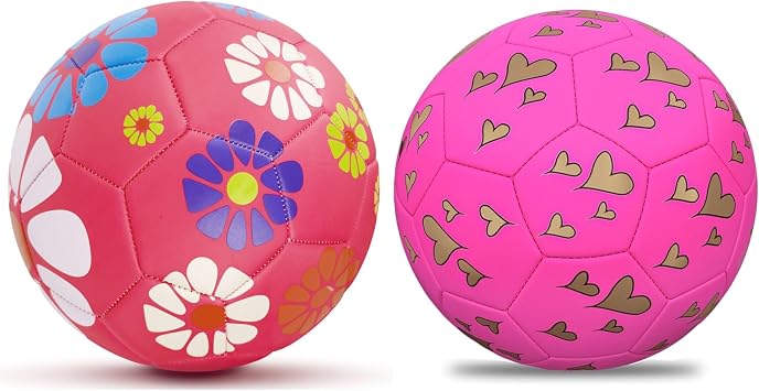 Soccer Balls Size 3 - Girls Soccer Ball Size 3, Soccer Ball for Kids Aged 4-6 6-8 Outdoors Sports Ball Recreation Playing Ball Birthday Christmas Soccer Gifts
