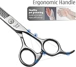3pcs Ciseaux de grooming pour chien Ensemble droit Poignées courbes en acier inoxydable minces pour animaux de compagnie Grooming Sharp et durable avec boîtier adapté aux utilisateurs à domicile et professionnel Goomer