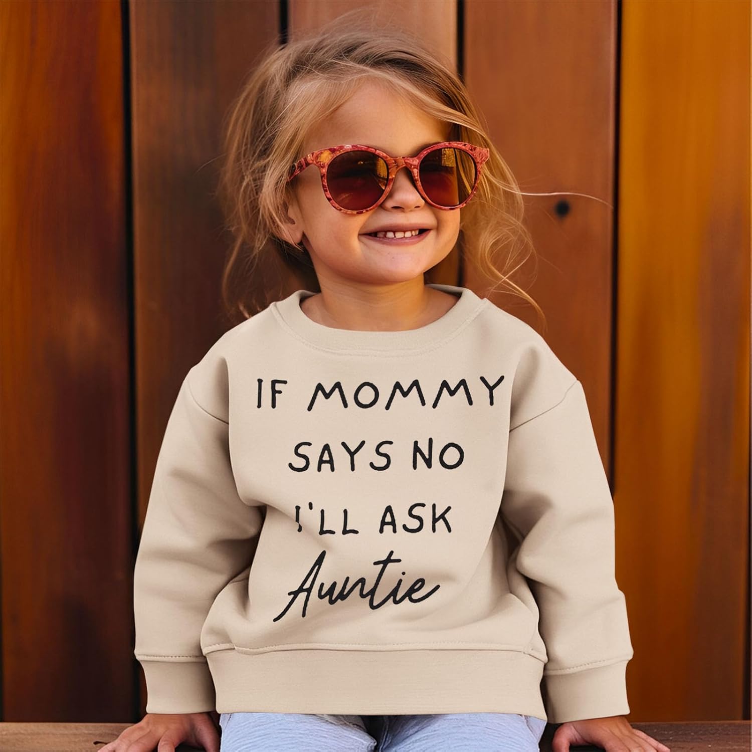 BOUTIKOME Toddler Baby Girl Sweatshirts If Mommy Says No I’ll Ask Auntie Long Sleeve Shirts Pullover Fall Top Winter Clothes image 2