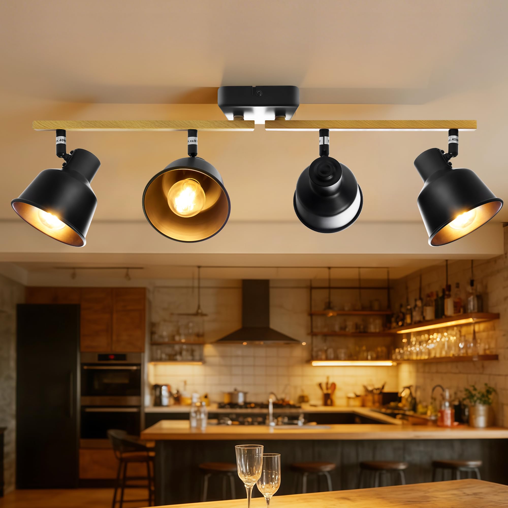 Aulaiyi Deckenstrahler, Schwenkbar 350°, Vintage Deckenlampe LED Deckenleuchte