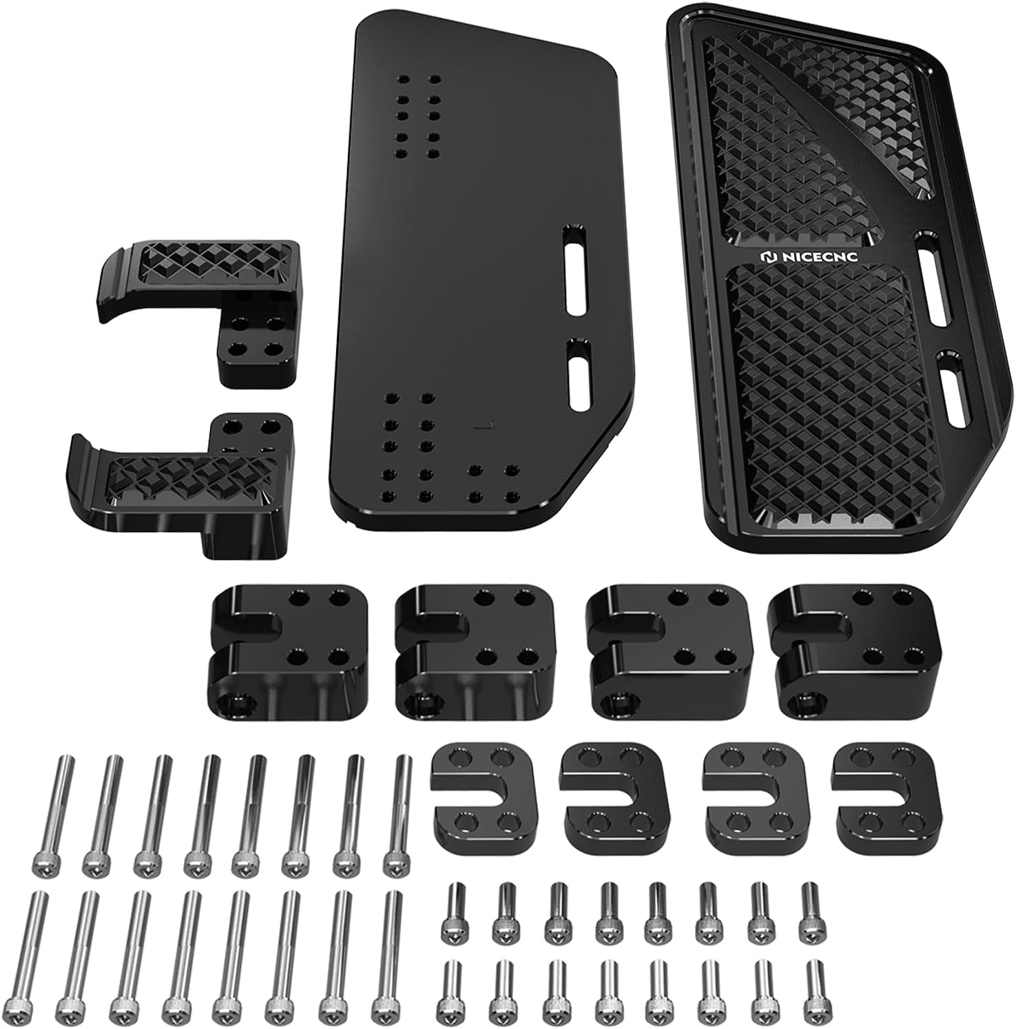 NICECNC Black Kickstand Lift Block 1" / 2" and Riding Footpegs Extended Rider Footboards, Compatible with Harley Electra Glide Standard FLHT 2010-2022, CVO Limited FLHTKSE 2014-2021, See Fitments