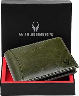 Leather Men's Wallet (WH1173), GREEN CRUNCH, Classic