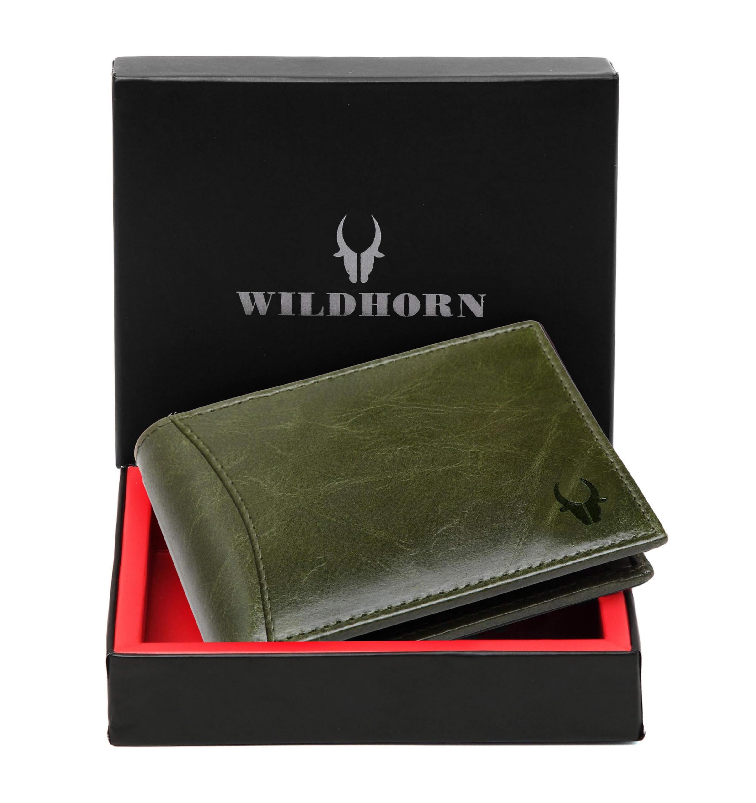 Leather Men's Wallet (WH1173), GREEN CRUNCH, Classic