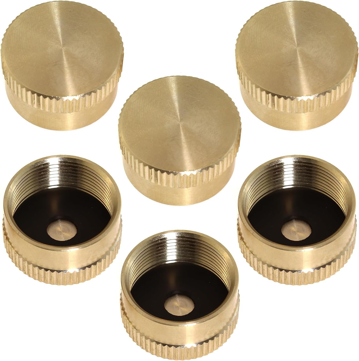 6-Pack Solid Brass Propane Bottle Refill Cap, Sealing Protective Cover for All 1lb Gas Tank Cylinders