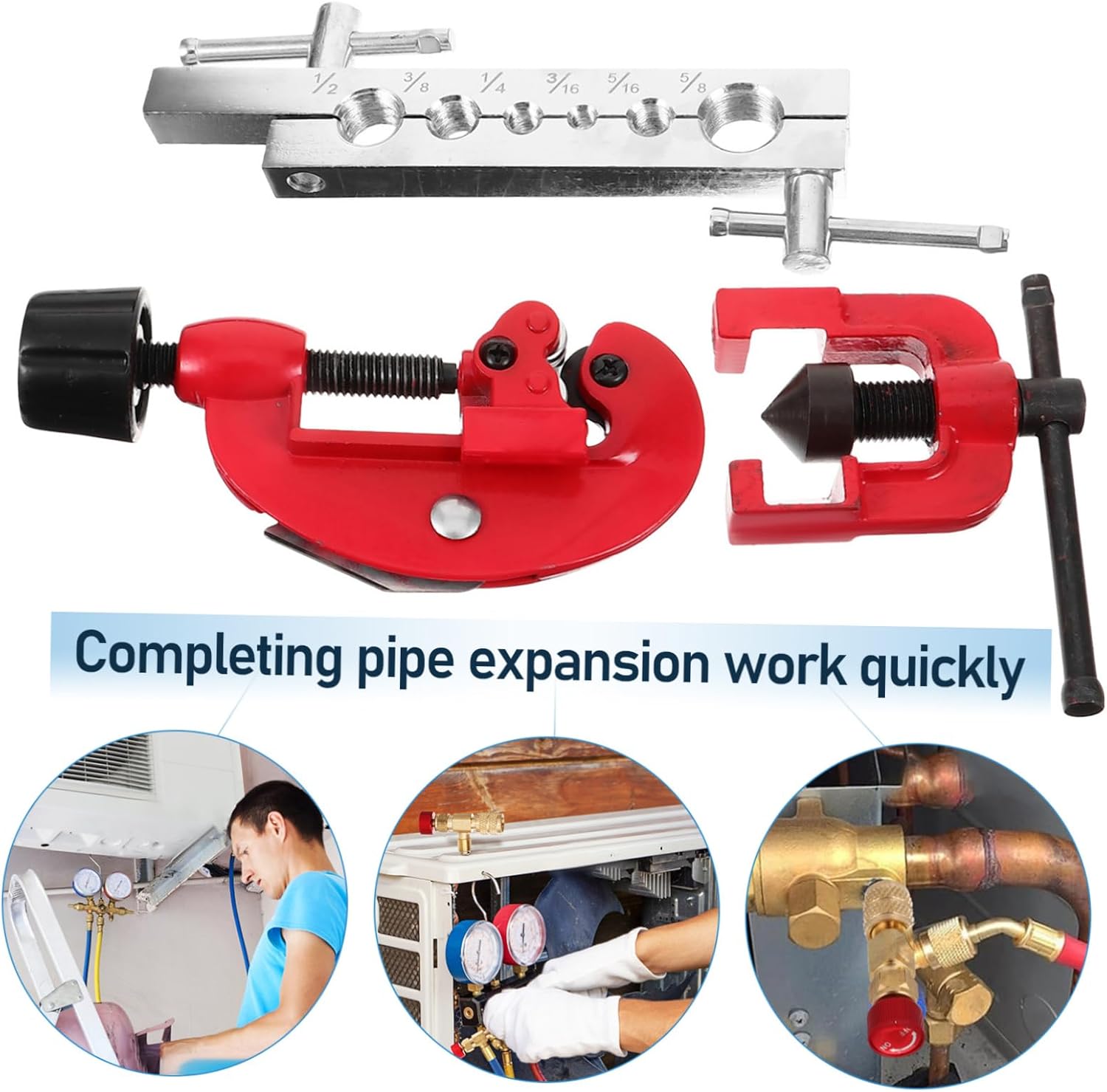 Cabilock 1Set Flaring Tool for Tubes Brake Line Flaring Tool Kit with Durable Construction Efficient Expansion for HVAC and Refrigeration Applications