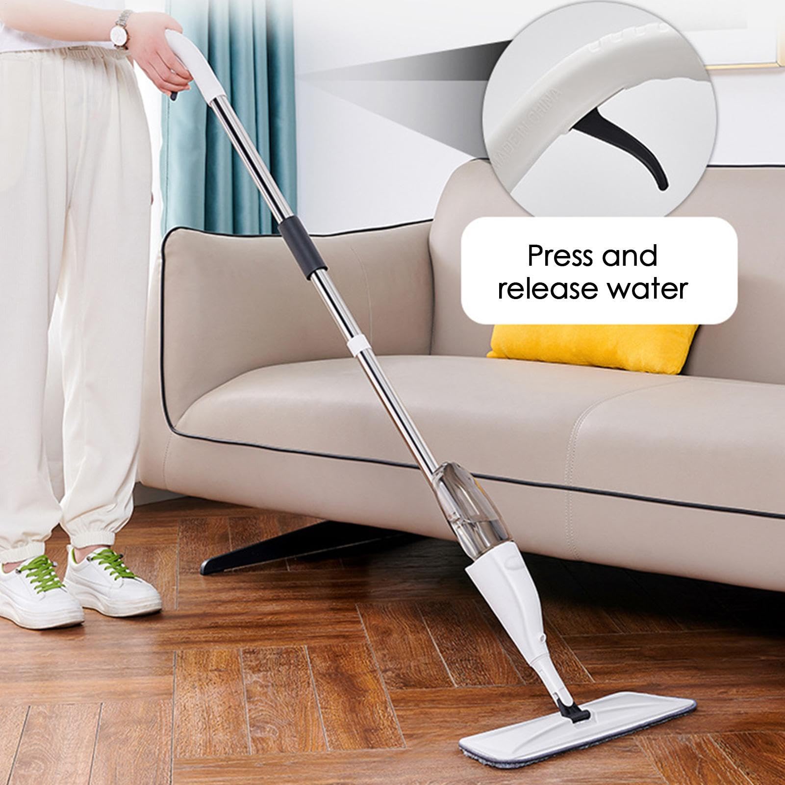 Mop Per La Pulizia Dei Pavimenti Scopa A Spruzzo Con Riutilizzabile | Panni In Microfibra Lavabili Rotazione 360° Serbatoio 400 ml Per Casa Cucina Bagno Garage