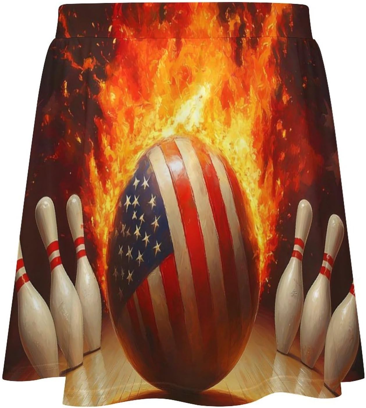 Bowling Flaming Ball Women Tennis Skirt Print Golf Skirts Mini Casual Workout Skorts
