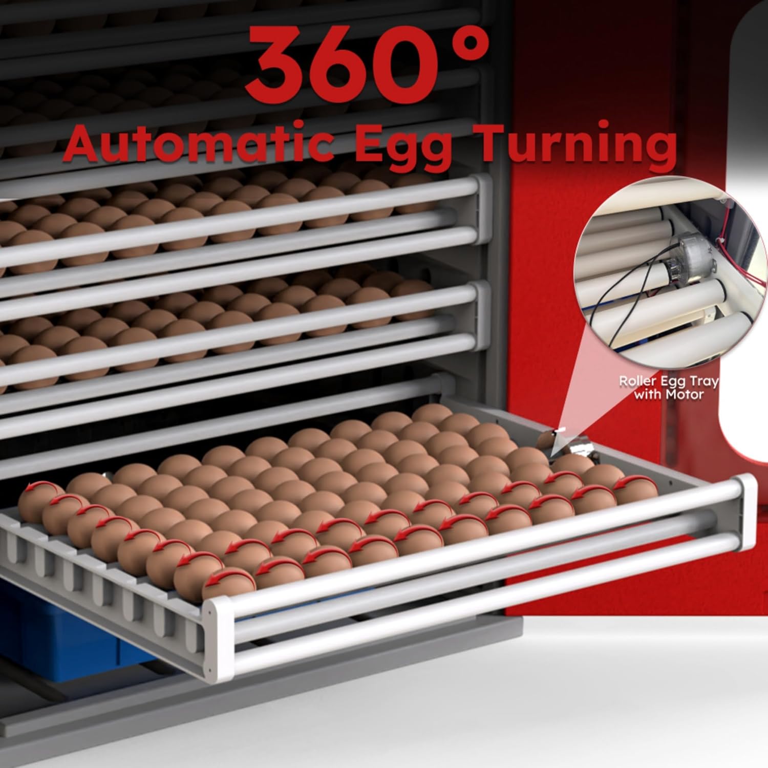 Cabinet Incubator for Hatching Eggs,400 Eggs Incubator with Automatic Egg Turning and Humidity Control,Commercial Large Cabinet Hatcher for Chicken, Duck, Quail,Birds Eggs (Red,400-Egg)
