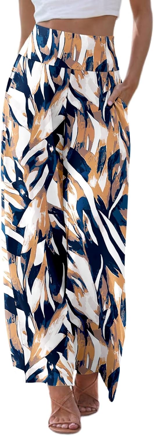 JZC Women's Palazzo Lounge Pants Casual Wide Leg Pants High Waist Flowy Toursers with Pockets - Image 2