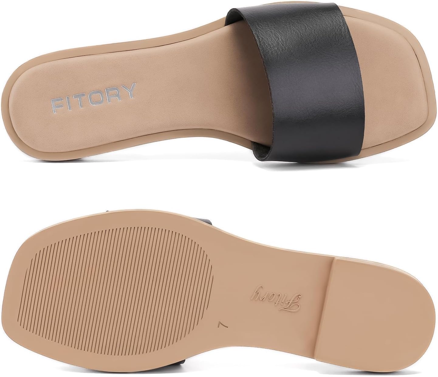 FITORY Women's Slide Sandals Fashion Square Open Toe with Cushioned Footbed Slippers for Beach Size - Image 4