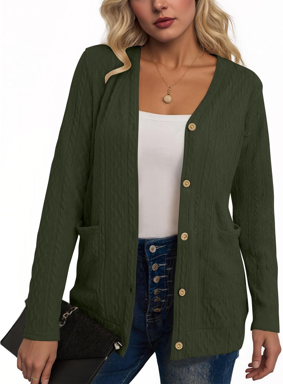 Womens Cardigan Fall Button Down Open Front Lightweight Cardigans Fall Outfits Soft Winter Outerwear with Pockets