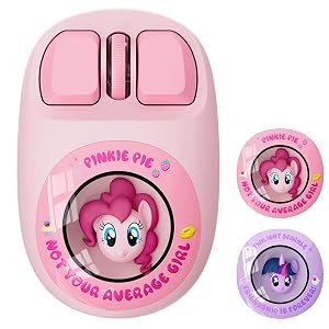 My Little Pony Wireless Mouse - Pinkie Pie Edition 3D Character Design Mouse with 1600 DPI Dual-Mode 2