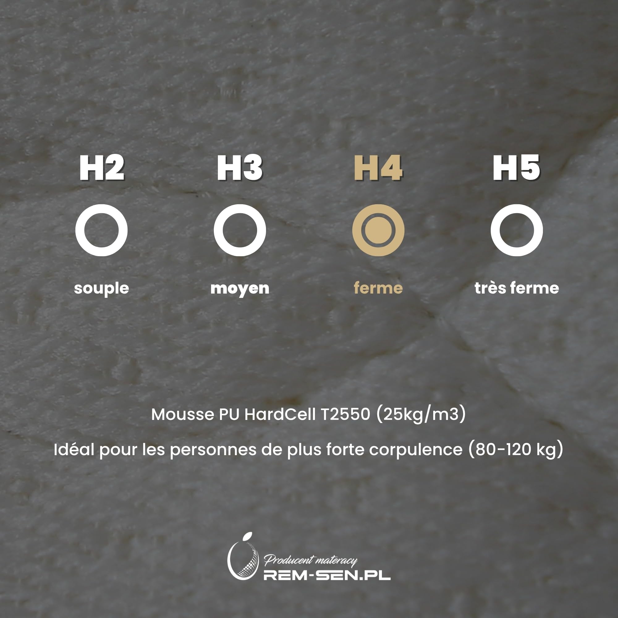 REM-Sen Matelas 90x200 cm, Épaisseur 10 cm, Mousse Polyuréthane H4 (Ferme), Housse Lavable Hypoallergénique, Lit Enfant et Adulte, Certifié Oeko-Tex
