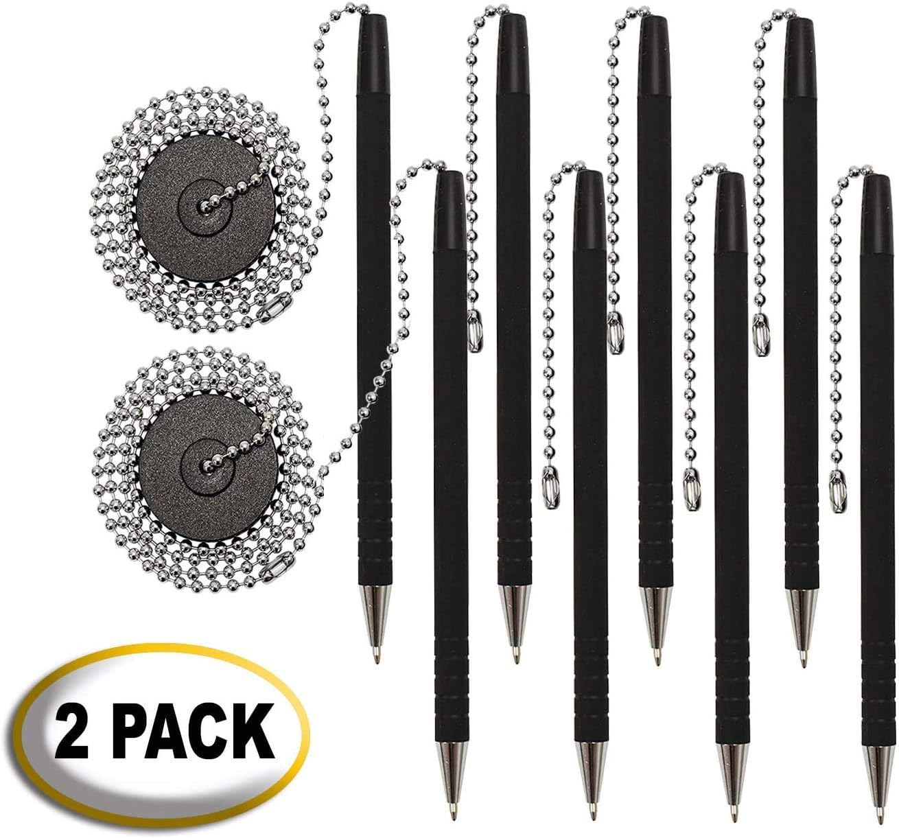Office Werks 2 Pack of Secure Pens, Reception Counter Pen with 26" Chain Adhesive Holder, Includes 4 Black Ink Pens with Chain Attached Per Pack, Easily Refillable Pens with Rubber Grip (8 Pens) image 5