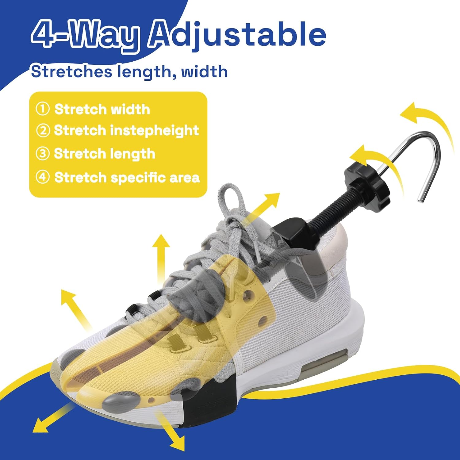 Shoe Stretcher Men Women Plastic Shoe Trees, Adjustable Length & Width, Pair of 4-Way Premium Shoe Stretcher