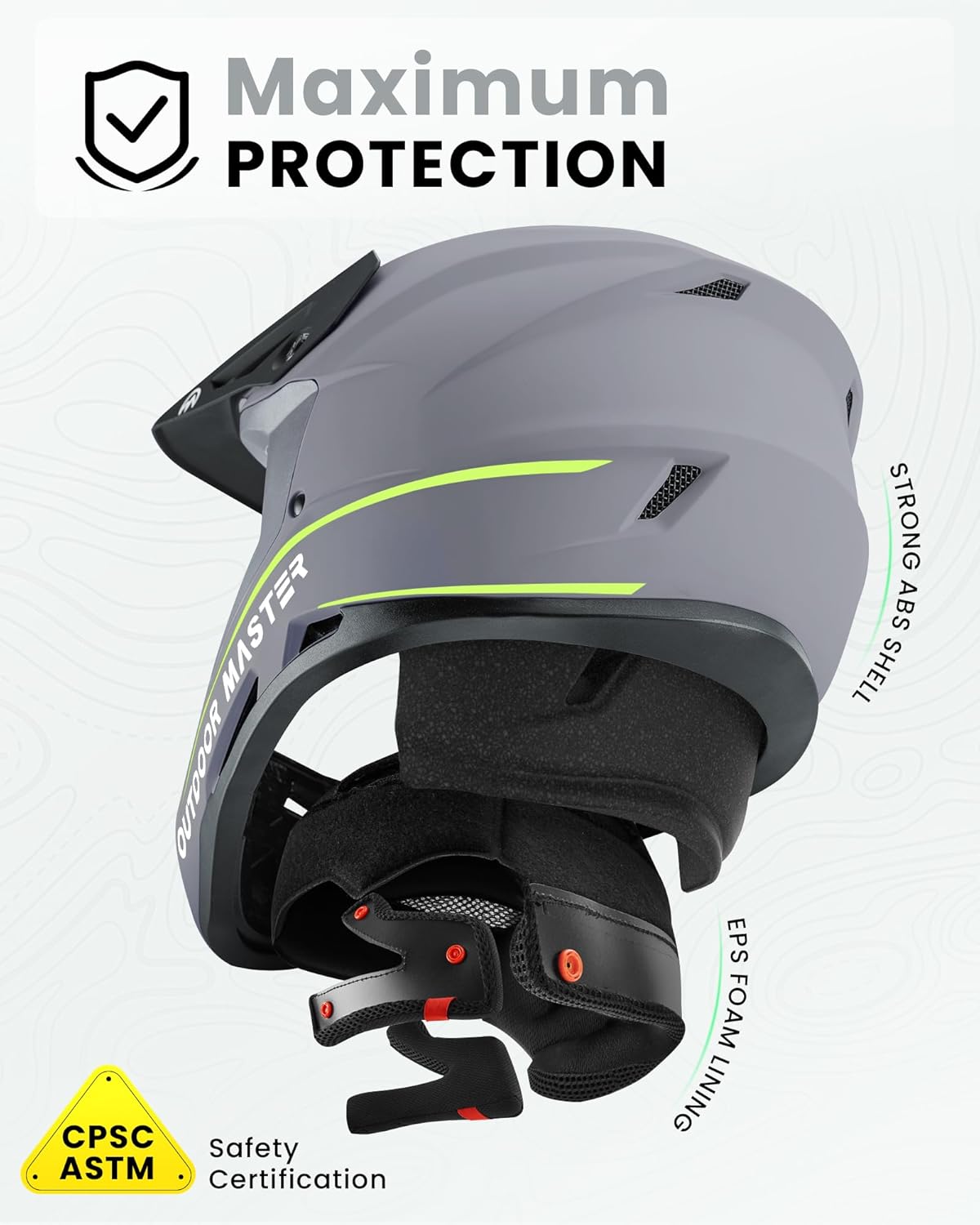 OutdoorMaster Full Face Mountain Bike Helmet for Men & Women - Durable, Impact Resistant, Ventilated, Adjustable Visor - Downhill Race BMX MTB Helmet - Image 2