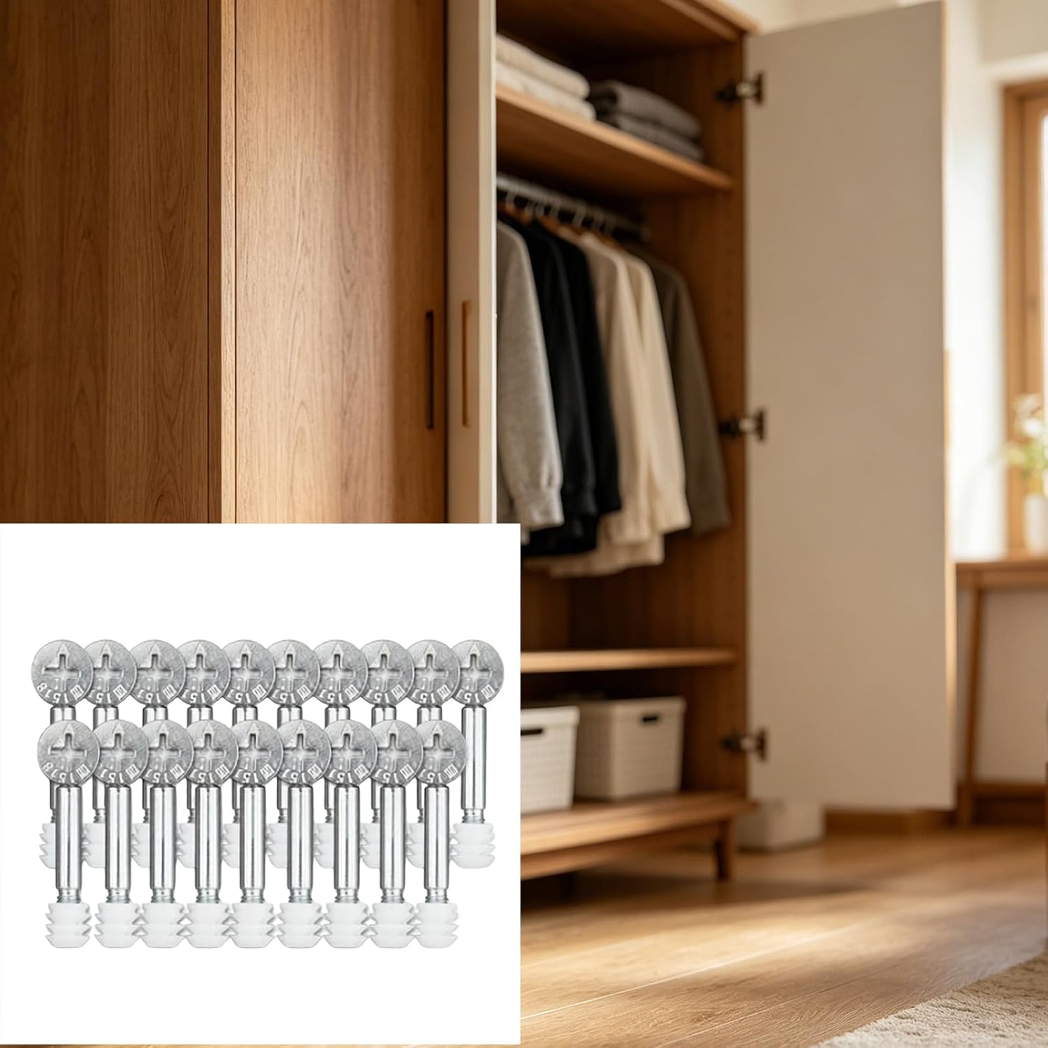 And Cabinet Furniture Fastener Set, Stainless Steel Connector Hardware, 20 Sets for Panel Assembly, Repair, and Refill Use Furniture Connector Fastener Set Cabinet Bolts Wardrobe Panel Assembly Steel
