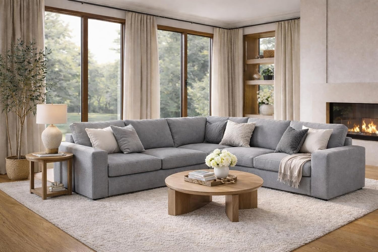 The Heavy and Durable Cotton Kivik Sectional 5 Seat Sofa Cover Replacement is Compatible with IKEA Kivik Corner 2 + 3 Five Seat Couch Slipcover. (Light Gray 2+3)