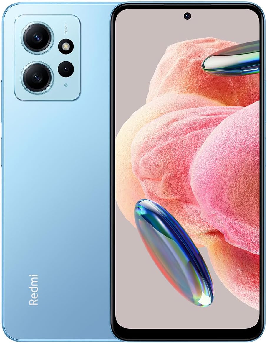 Xiaomi Redmi Note 12 4G LTE (128GB + 4GB) Global Unlocked 6.67" 50MP Triple (ONLY T-Moble/Tello/Mint USA Market) + (w/ 33W Fast Car Dual Charger Bundle) (Ice Blue Global + 33W Car Charger)