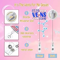 Vista 2 de Divertido carrete de insignia de flebotomía, clips retráctiles para insignias, It's the Veins for Me, lindos flebotomistas enfermeros, carretes