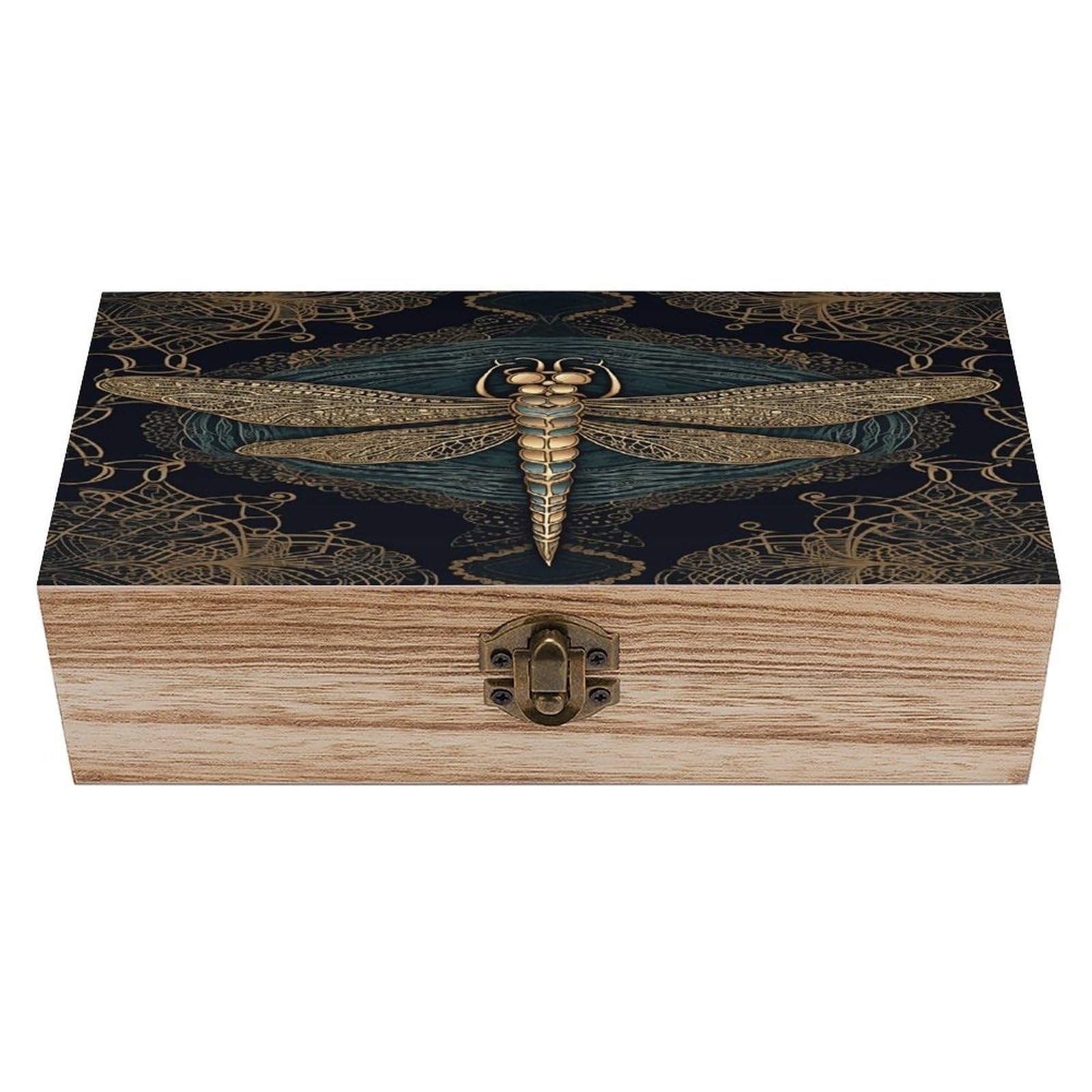 VstaDank Dragonfly Wooden Storage Box Decorative Jewelry Case with Lids Exquisite Wood Box Letters Gifts Acacia Wood Boxes Fashion Wooden Keepsake Boxes for Men Women