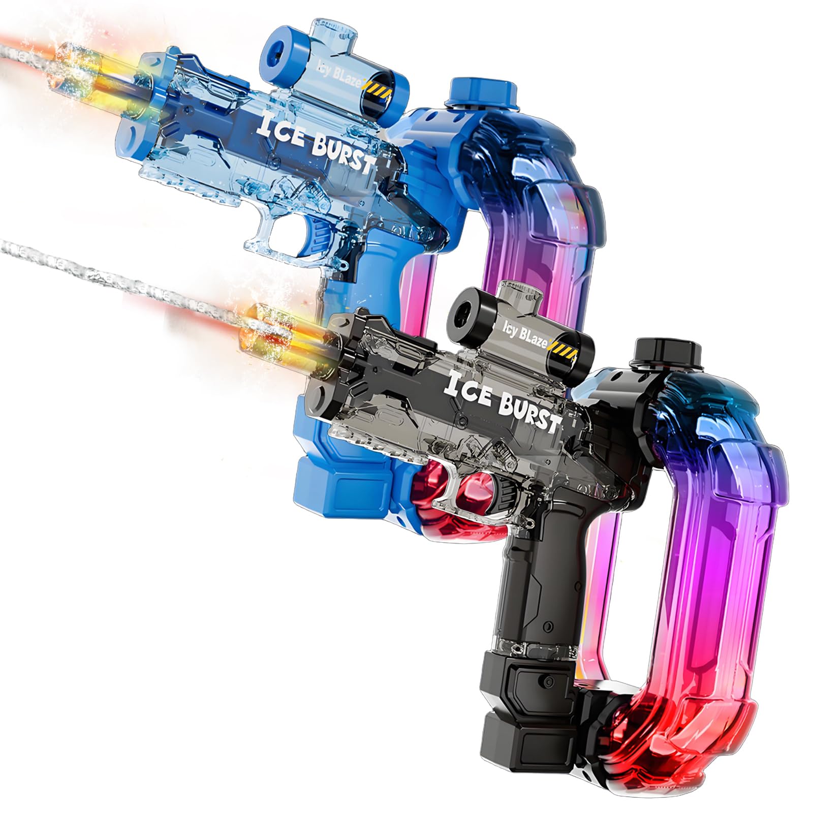 Pistola Ad Acqua Elettrica Per Bambini,Fucile Ad Acqua Automatica Con Gittata Fino, Electric Water Gun luce LED giocattoli regali per adulti ragazzi ragazze 6 7 8+ (Pistola 2 pezzi)
