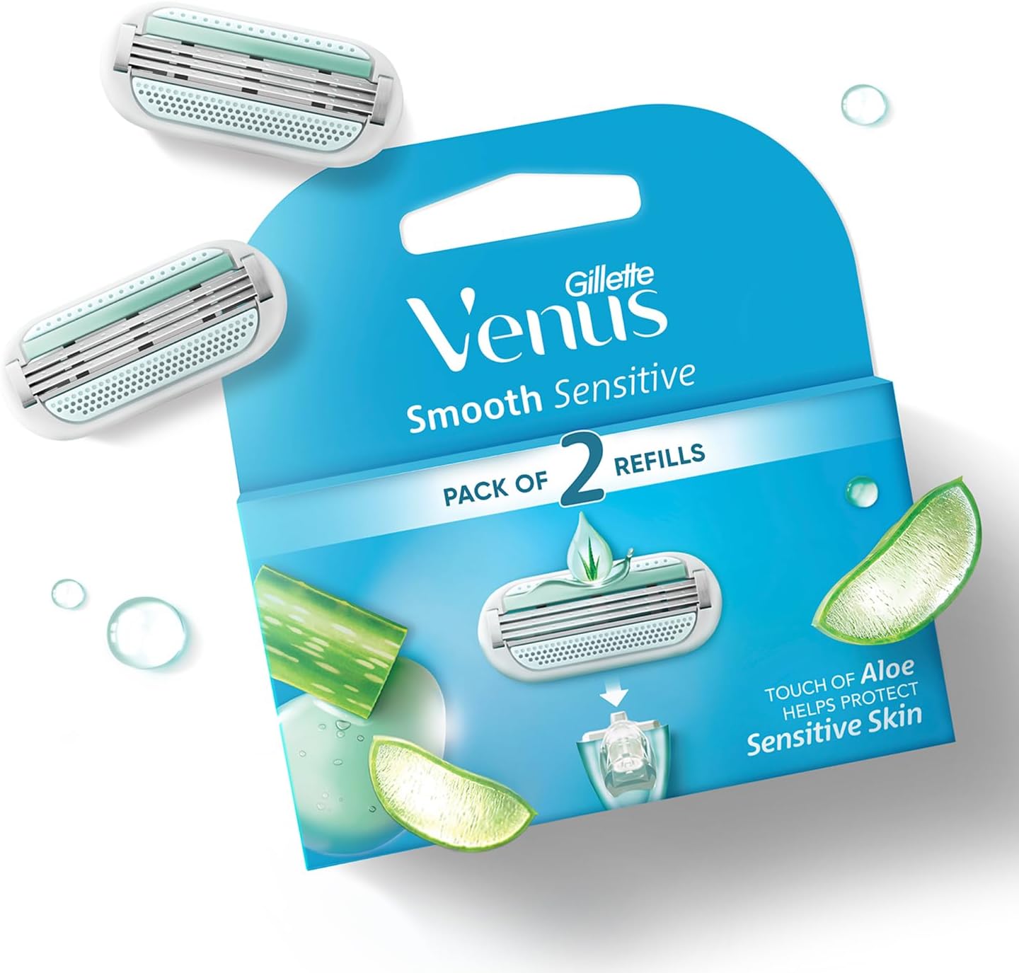 Hair Removal Razor Blades/Refills/Cartridges for Women - 2 Pieces (Aloe Vera)