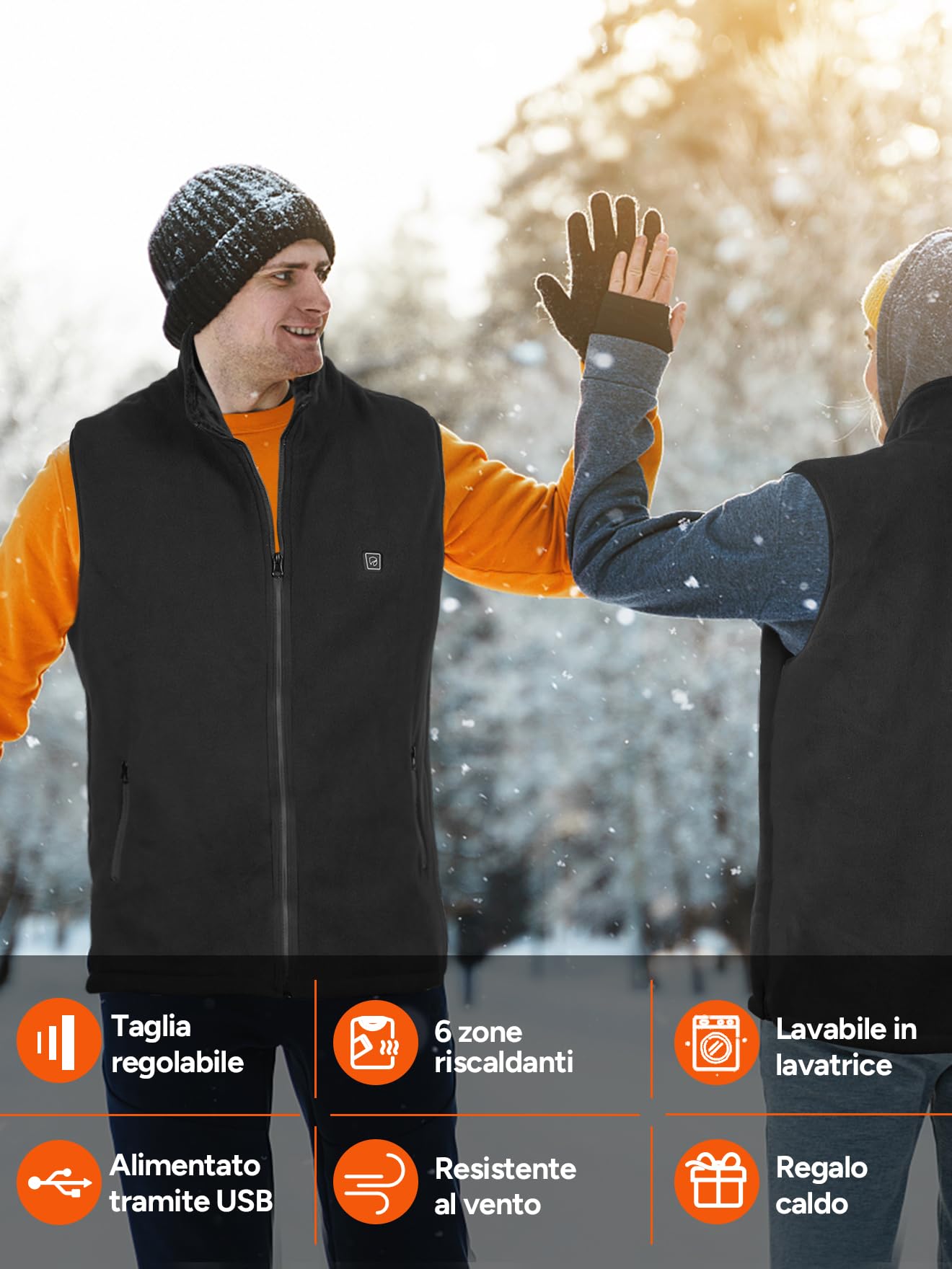 DR.PREPARE Gilet Riscaldato Uomo Donna 3 Temperature Giubbotto Riscaldato Felpa Riscaldata Giacca Riscaldata USB Ricaricato per Attività all'Aperto Viaggio Sport Tempo Libero