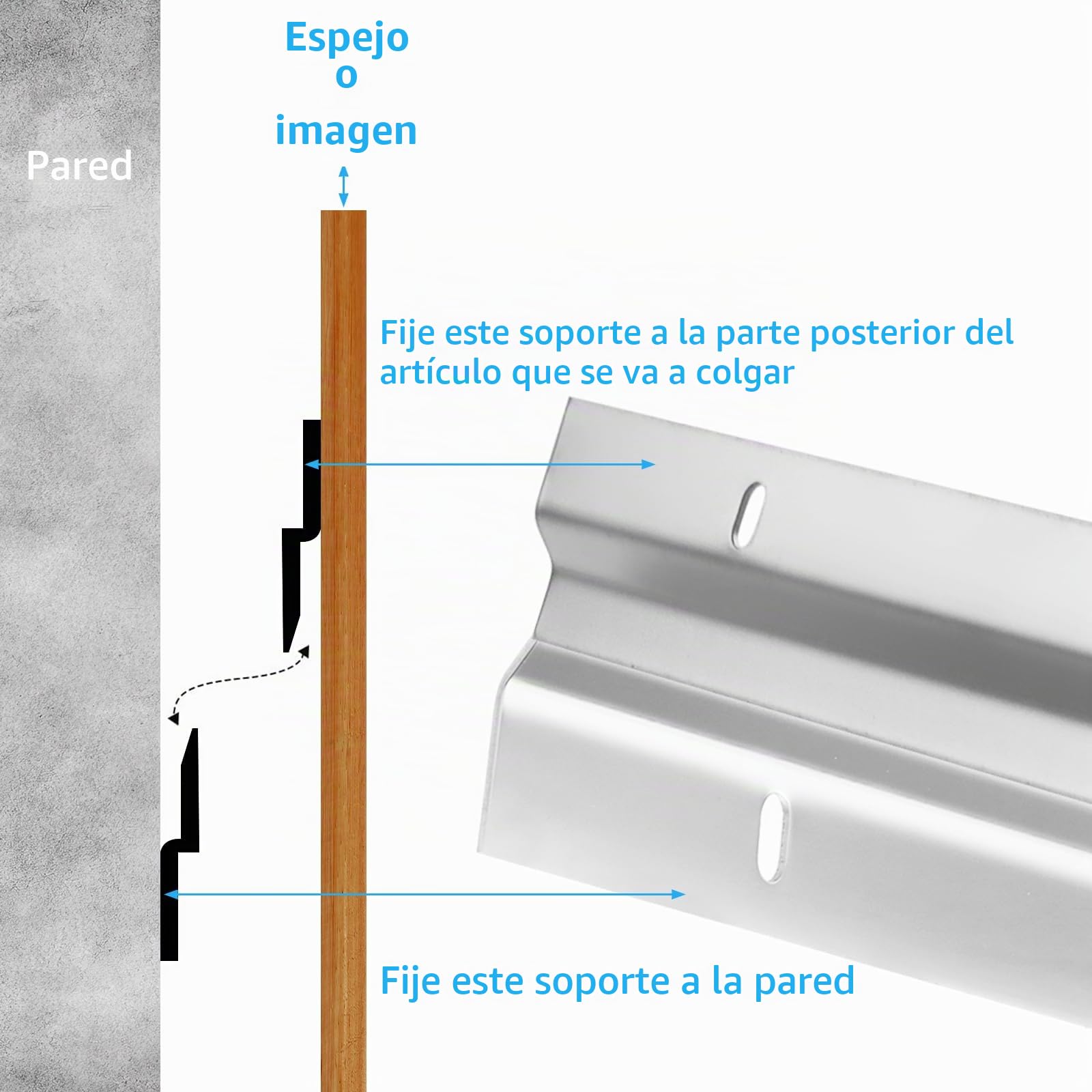 YAYODS 6 abrazaderas en Z para colgar - 30 cm French Cleat Riel de suspensión con tornillos - Soportes de pared entrelazados para fotos, espejos, obras de arte, pinturas