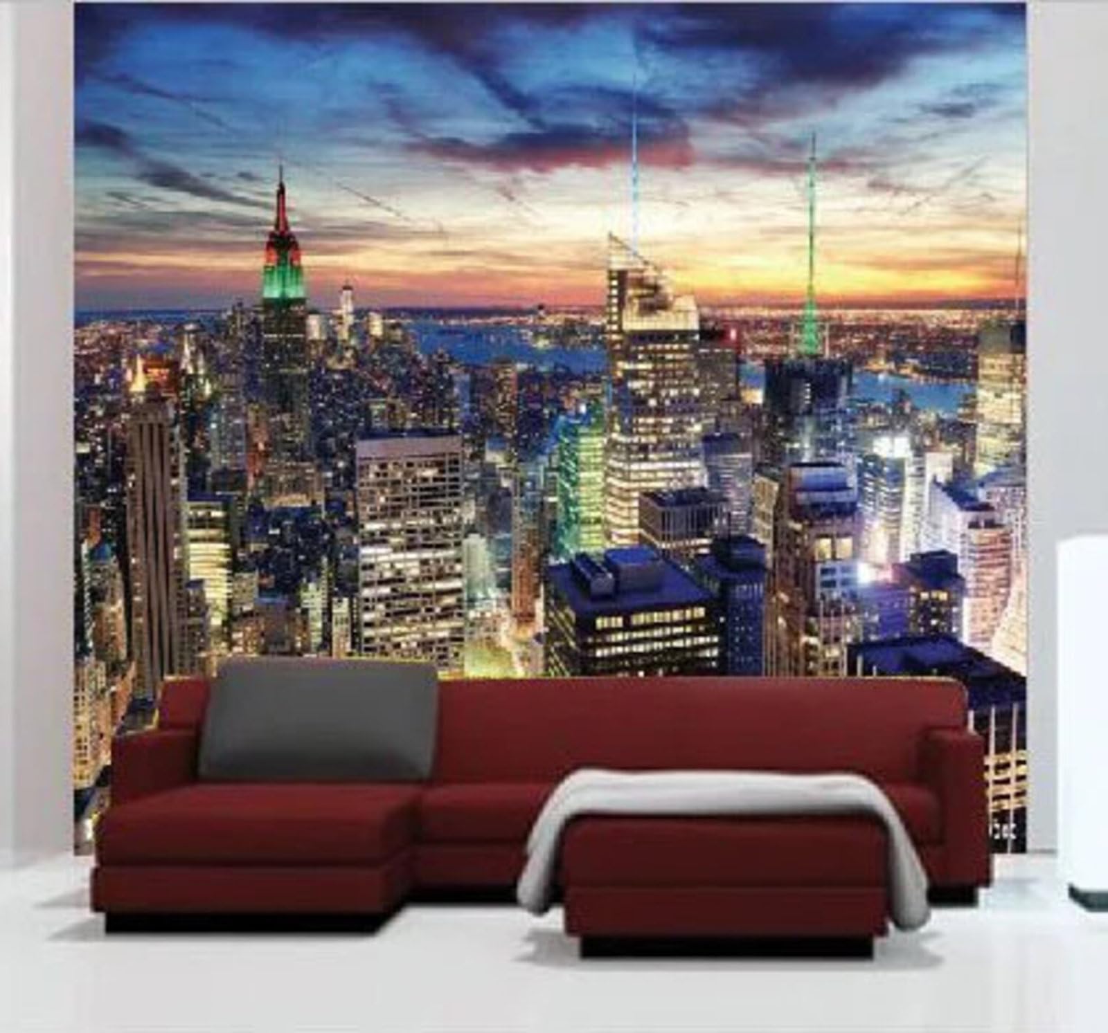 Wallpaper-3D-Xlm 400Cm×280Cm(B×H) Beautiful Three Dimensional Sunset City Architecture Night View 3D Wallpaper Easy Install Feature Office Living Room Sofa Bedroom Tv Background Wall Decoration-400Cm×280Cm