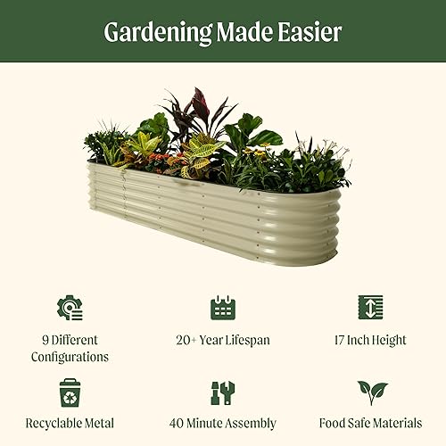 Miniatura 2 de Vego garden Kit de cama de jardín elevada, 17 pulgadas de alto, 9 en 1, 8 x 2 pies, maceta elevada de metal para verduras, flores, jardinera