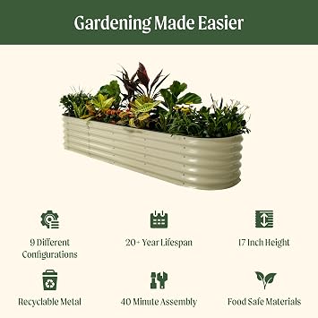 17 Tall 9 in 1 Metal Raised Garden Bed & 32 Tall 2' x 4' Elevated Garden Bed