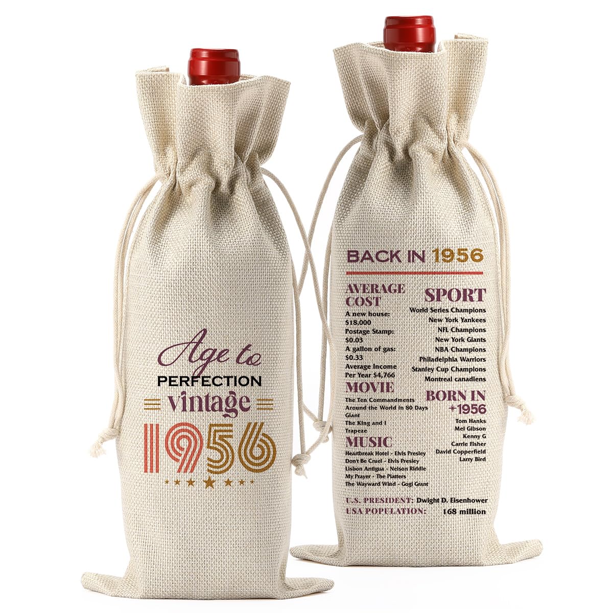 FBCCZEY Divertidos regalos de 70 cumpleaños para mujeres y hombres, bolsa de vino, regalos de cumpleaños para mujer de 70 años, bolsa de regalo de vino de feliz aniversario, decoraciones de fiesta de