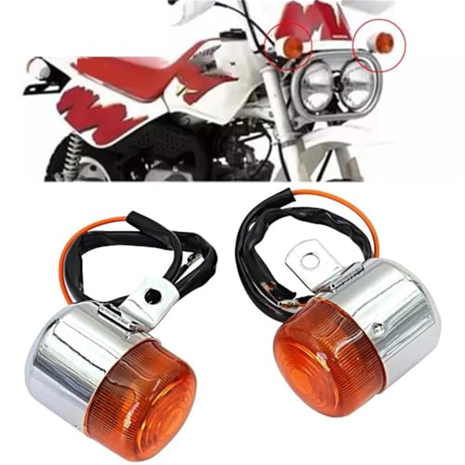 Przednie tylne kierunkowskazy 4X motocykla Włączanie bursztynowej lampy błyskowej migacza, dla Dax ST CT Z50 50 70 125cc światło Kierunkowskaz z przodu i tyłu motocykla(BLACK 2 psc)