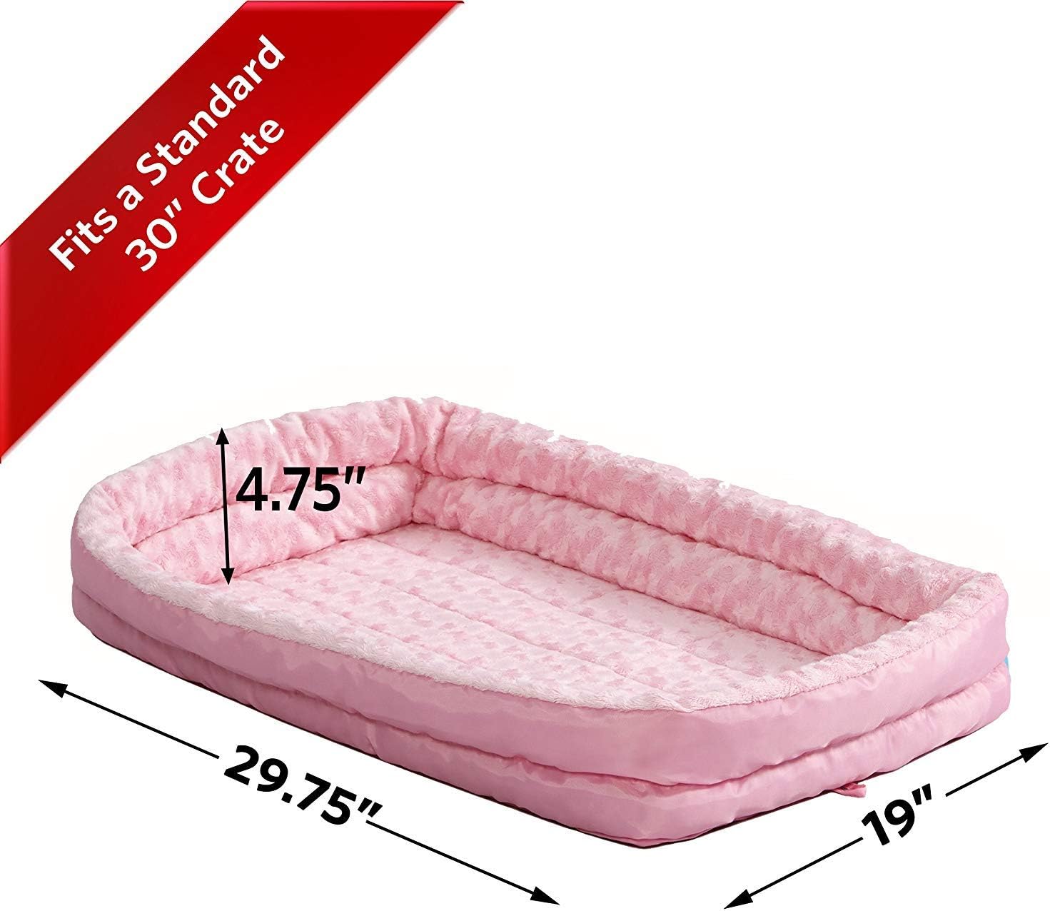 review MidWest Homes for Pets Double Bolster Pet Bed | Pink 30-Inch Dog Bed ideal for Medium Dog Breeds & fits 30-Inch Long Dog Crates
