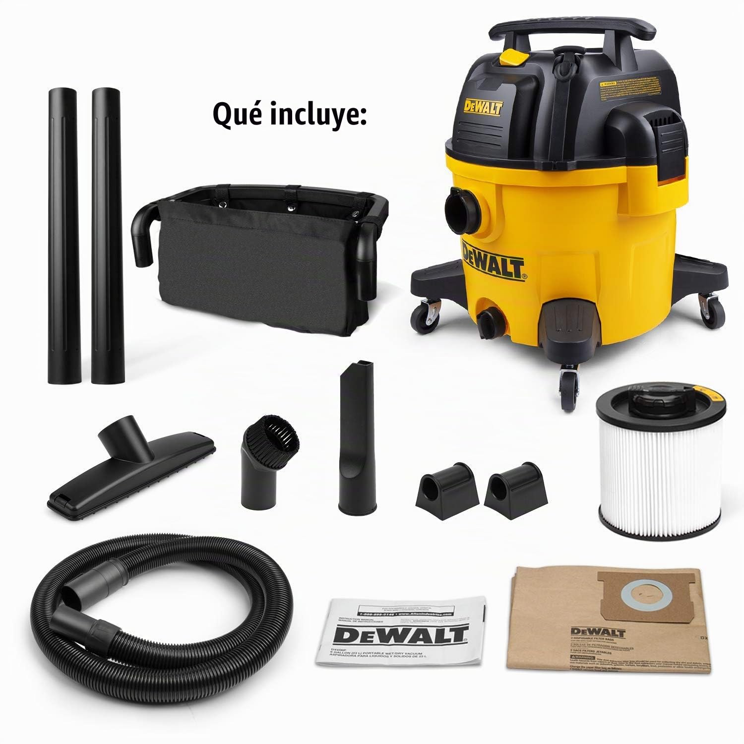 DEWALT Aspirador en Seco y Húmedo DXV34P, función de soplado, Depósito de 34 l, 1200 W, Amarillo