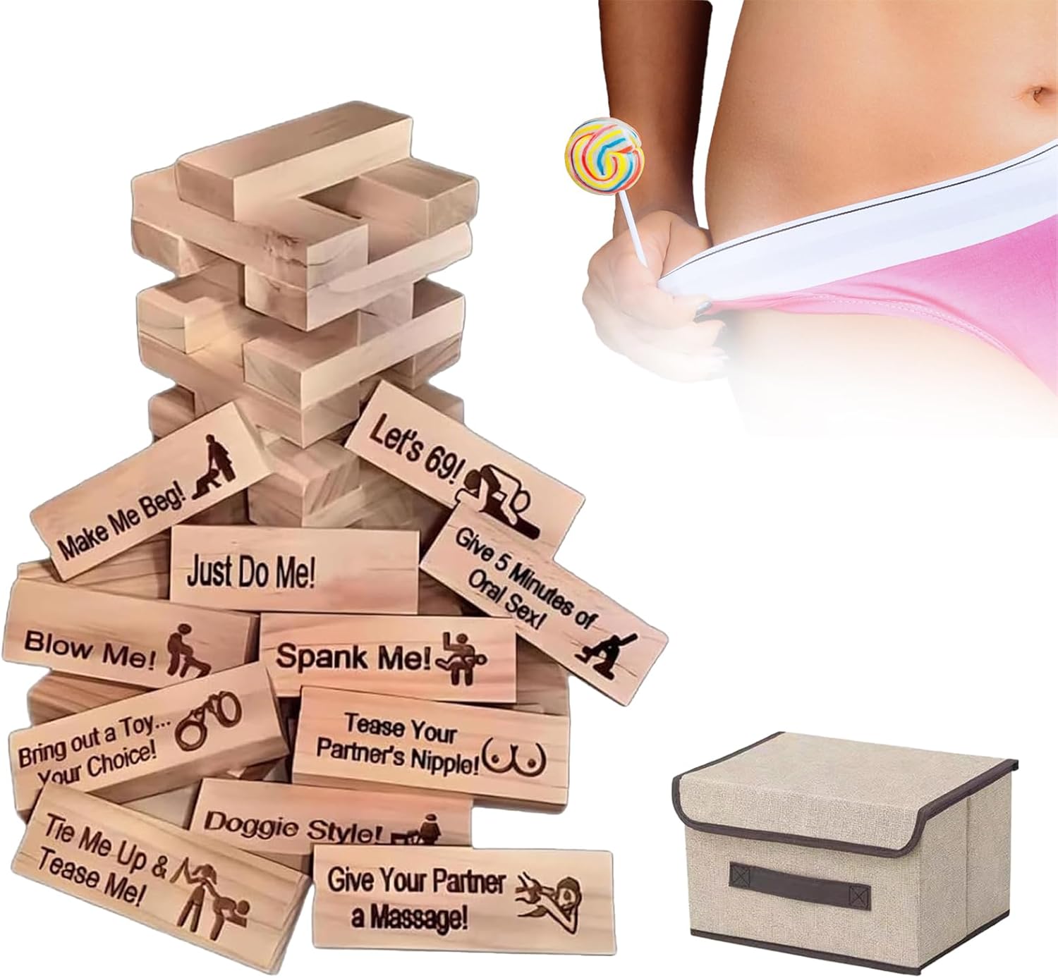 Lust Tower - Game For Adults, 48Pcs Super Naughty Block