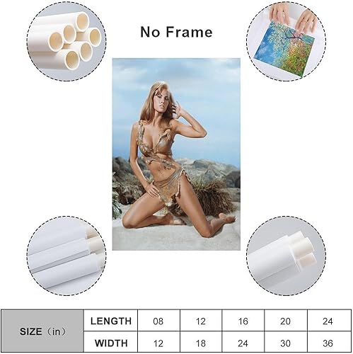 Miniatura 2 de Póster de película vintage Art Deco, póster de un millón de años antes de Cristo, póster de Raquel Welch, pintura en lienzo en blanco y negro,