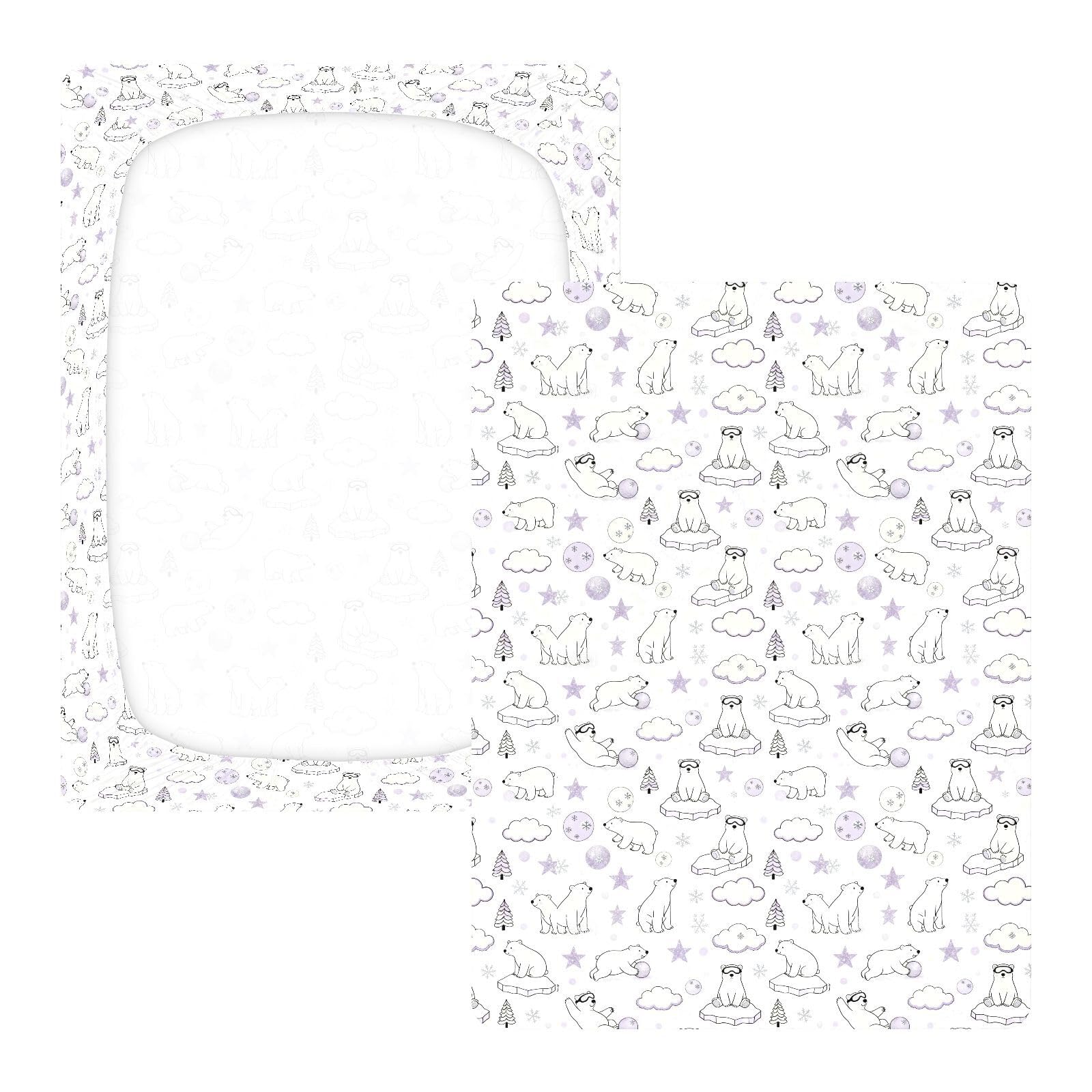 Lenzuola per culla in cotone morbido elastico viola divertente orso polare mussola biancheria da letto per culla per vivaio 1 confezione cuna de acolchonado 52x28