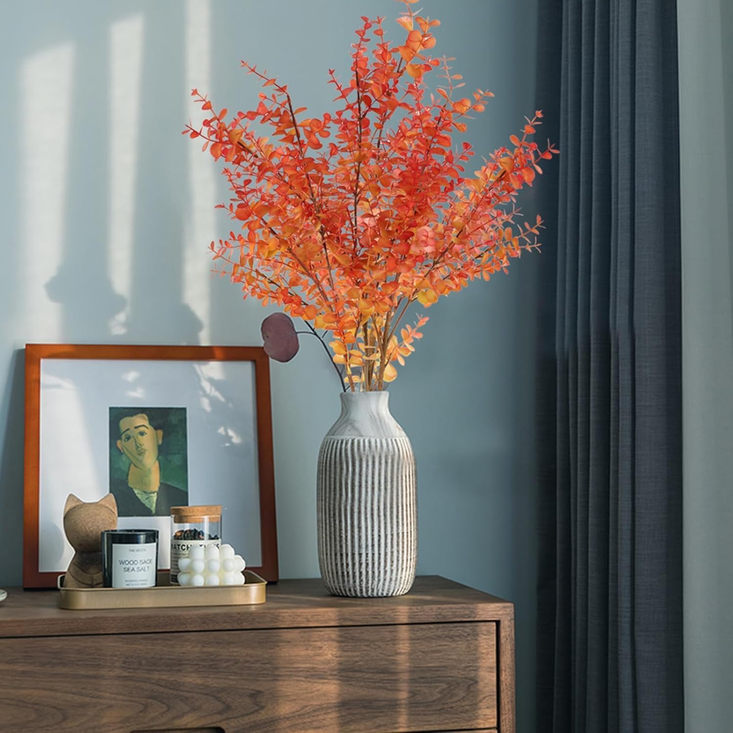 Décoration D'automne Plantes D'eucalyptus Artificielles - Feuilles Rondes - Branches