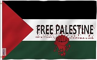Anley Fly Breeze 3x5 Foot Free Palestine Flag - Vivid Color and Fade Proof - Canvas Header and Double Stitched - Free Palestine Fist Flags Polyester with Brass Grommets 3 X 5 Ft